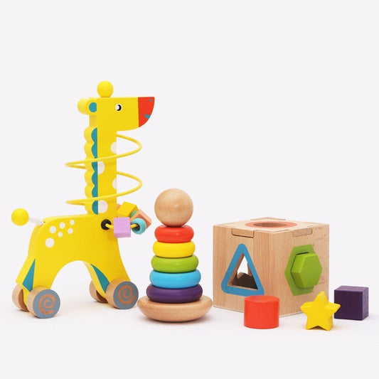 Дървена Играчка Жираф в Стил Монтесори