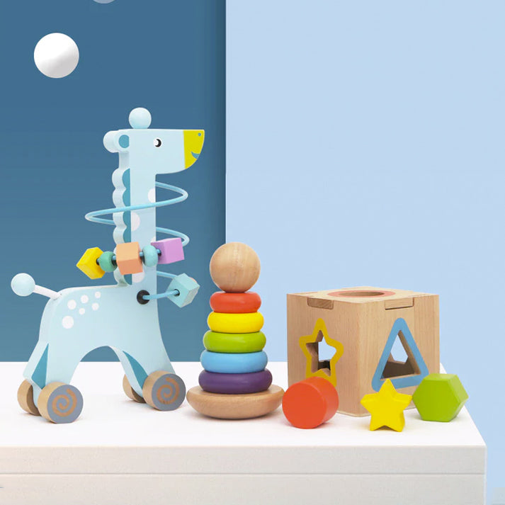 Дървена Играчка Жираф в Стил Монтесори