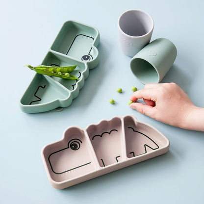 Силиконова чиния с разделения и вакуум Stick & Stay Croco