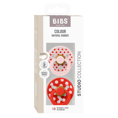 2 бр. Биберони BIBS COLOUR Polka Blossom/Candy Apple, 0-6 месеца