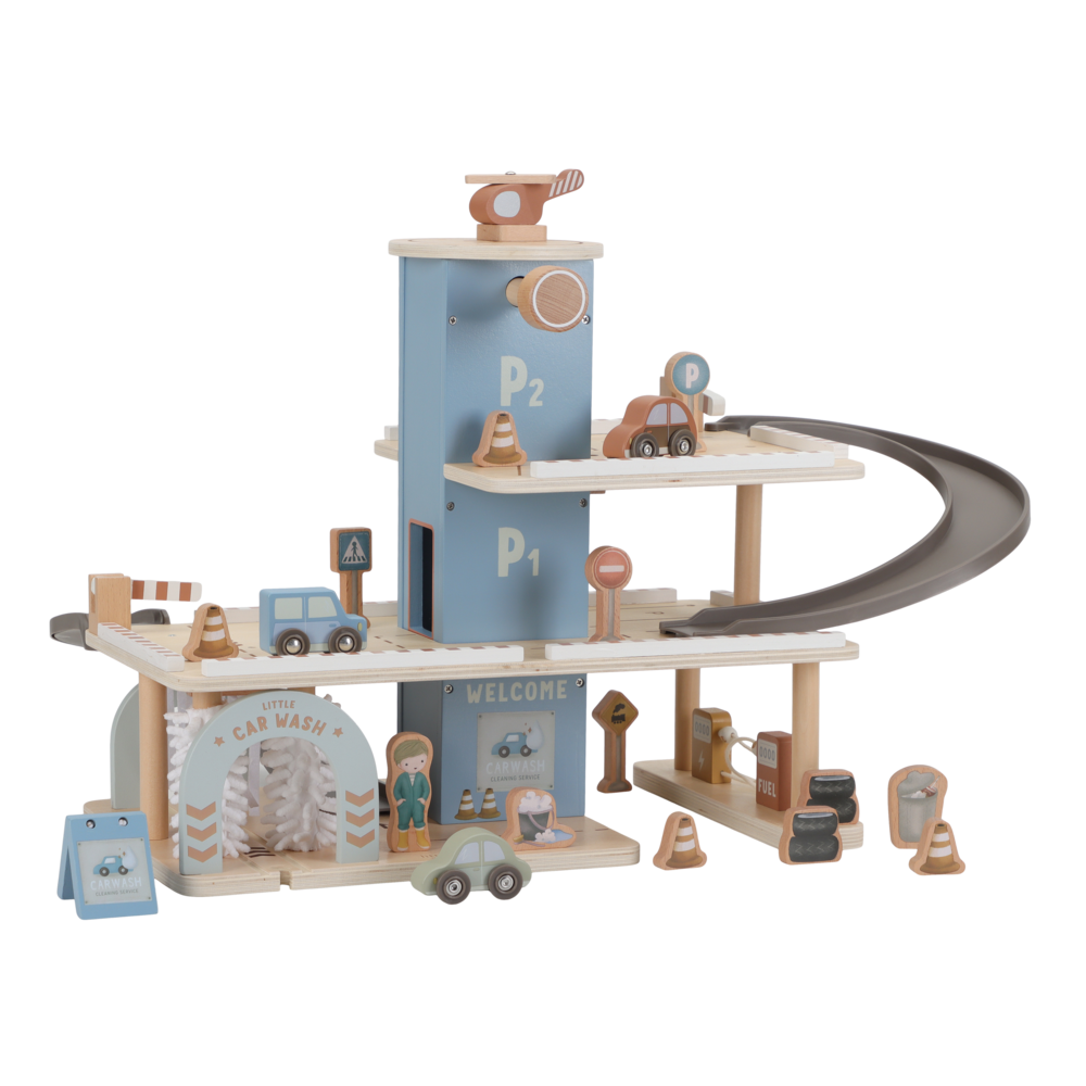 Дървен Паркинг с Коли и Хеликоптер FSC